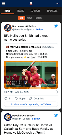 Beech High School Athletics Screen 2