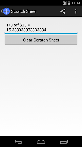 Calculator & Scratch Sheet Screen 2