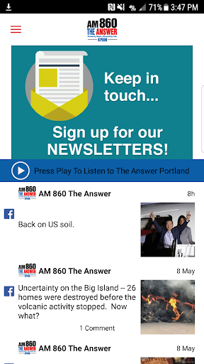 Android application AM 860 The Answer Portland screenshort