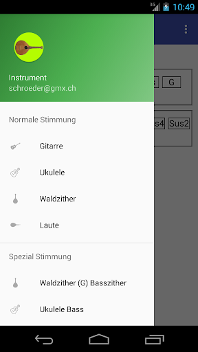 Android application Grifftabelle z.B. Waldzither screenshort