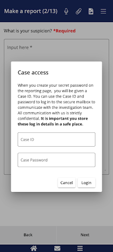 Android application DSV Whistleblower screenshort