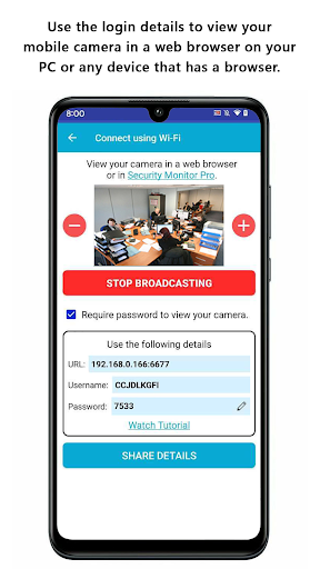 Android application IP Phone Camera screenshort
