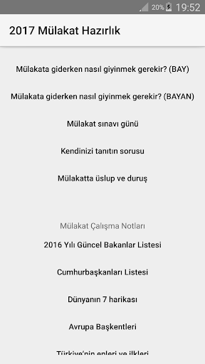 Android application 2017 Mülakat Hazırlık screenshort