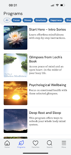 Screenshot of Mindful Glimpses: Meditation