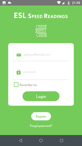 Android application ESL speed readings screenshort
