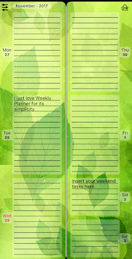Diary "Weekly Planner" Screen 3