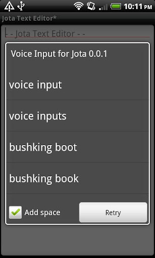 Voice Input for Jota Screen 2