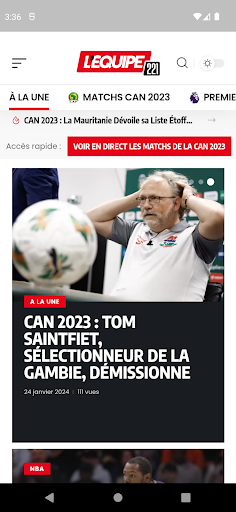 Android application lequipe221 screenshort