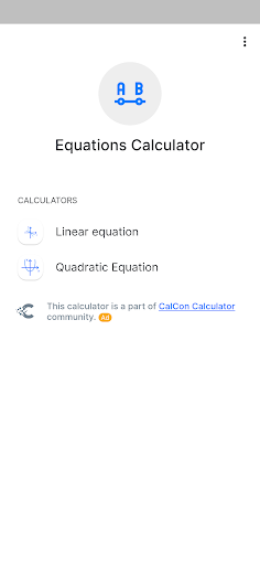 Android application Equations Calculator screenshort