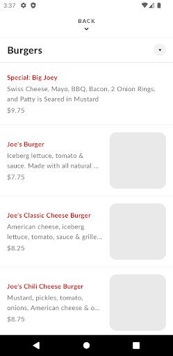 Joes Burgers Screen 3