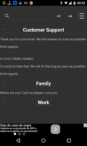 Fast Standard Reply Button Screen 2