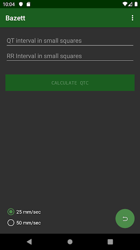Android application Bazett QTc Calculator screenshort