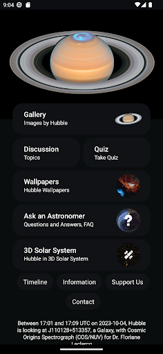 Android application Hubble Space Telescope Tracker screenshort