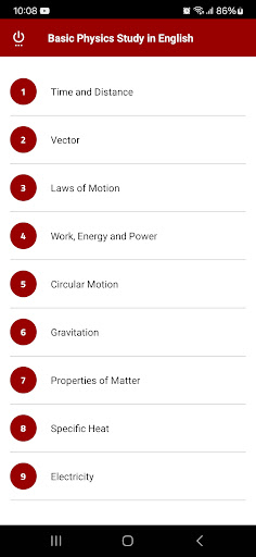 Android application Basic Physics Study in English screenshort