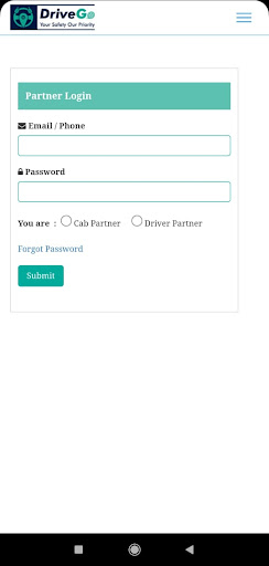 Android application DriveGo Partners screenshort