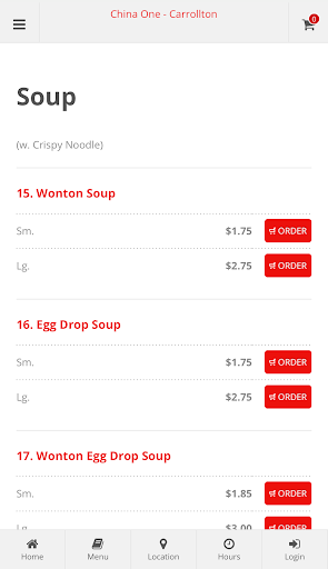 China One Carrollton Ordering Screen 3