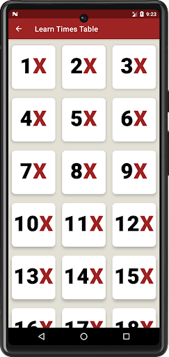 Multiplication Times Table Screen 2