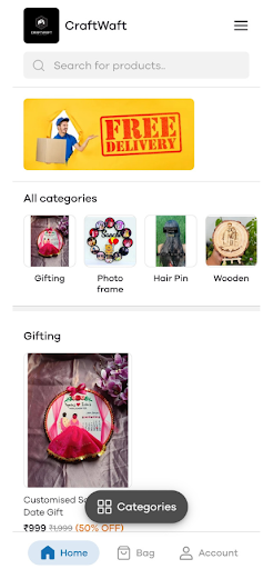 Android application CraftWaft - Personalized Gifts screenshort