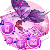 Purple Butterfly Pink Flower Theme icon