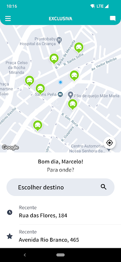 Android application Exclusiva - Passageiro screenshort