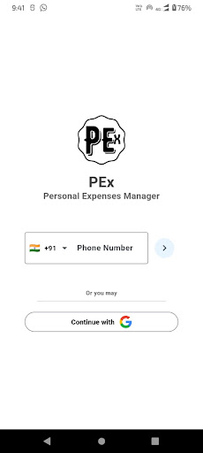 PEx - Personal Expense Manager Screen 2