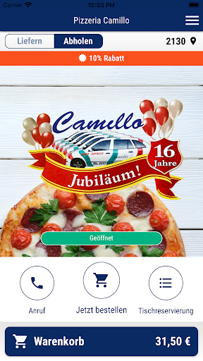 Android application Pizzeria Camillo screenshort