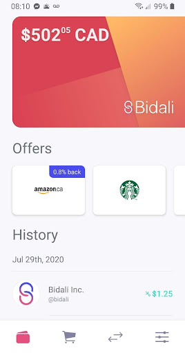 Android application Bidali Staging screenshort