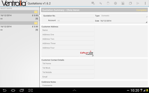 Ventrolla Estimate App Screen 2
