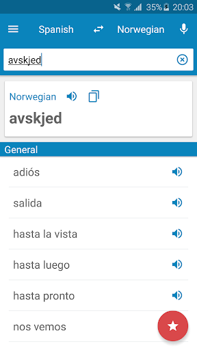 Android application Norwegian-Spanish Dictionary screenshort
