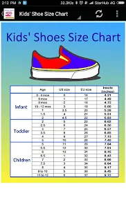 Adult And Kids Shoe Size Chart - Apps On Google Play