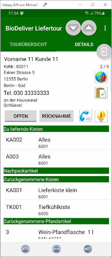 BioDeliver Liefertour Screen 3