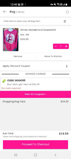 Android application Really Roxie Boutique screenshort