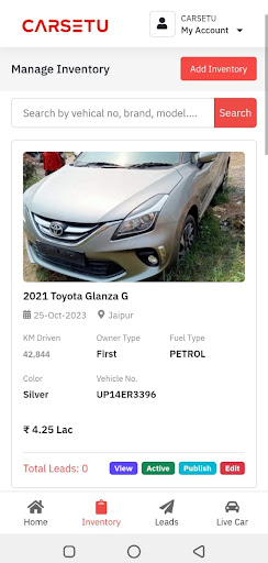 CARSETU Dealer Screen 2