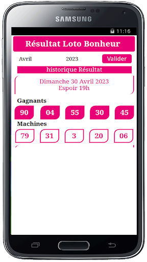 Android application Résultat Loto Bonheur CI screenshort