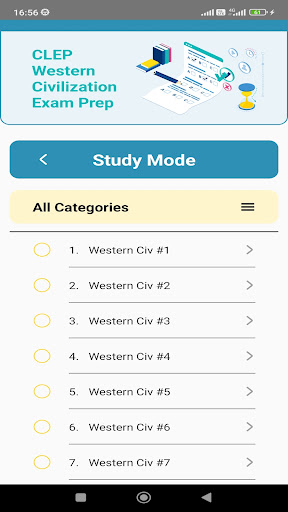 CLEP Western Civilization Exam Screen 2