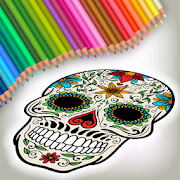 Halloween Mexican Sugar Skulls - Coloring Game