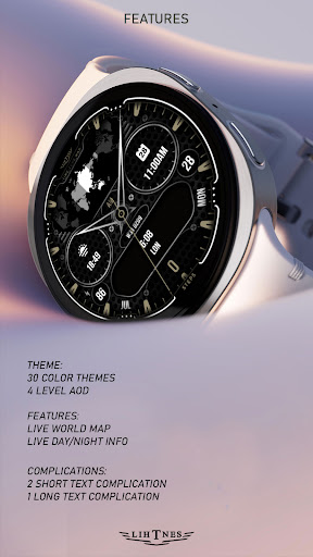 World Time Map Watchface 020 screenshot 2