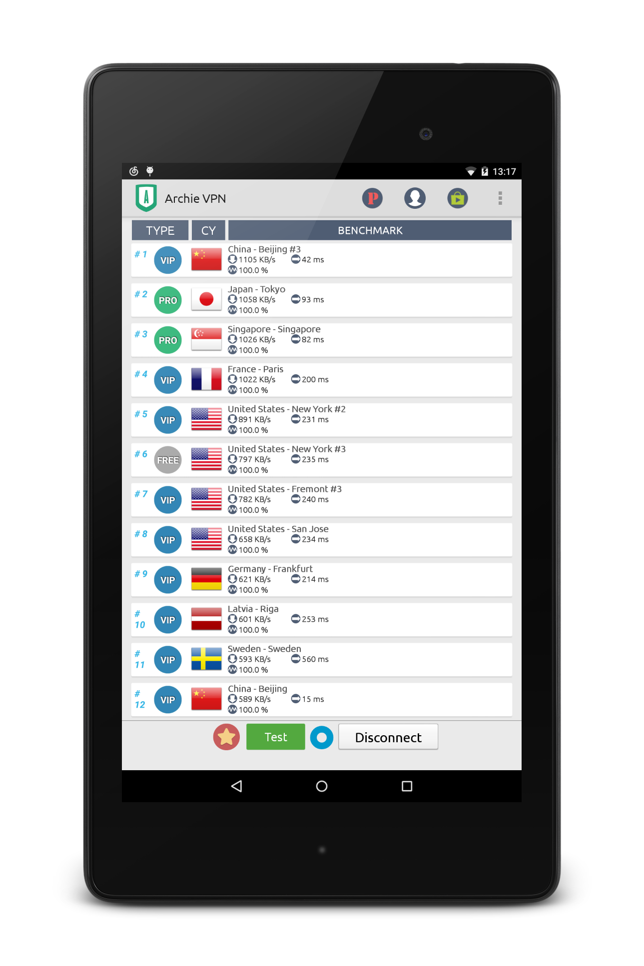 Android application Archie VPN screenshort