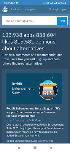Alternative Sites Screen 2