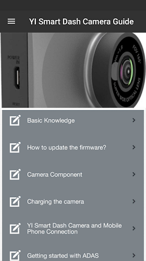 Android application YI Smart Dash Camera Guide screenshort