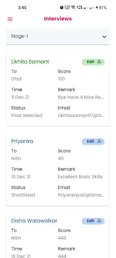 Android application Talent Funnel screenshort