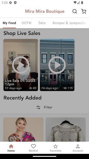 Android application Mira Mira Boutique screenshort