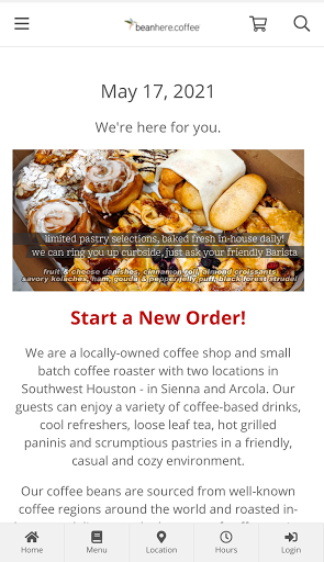 Android application bean here coffee mobile orders screenshort