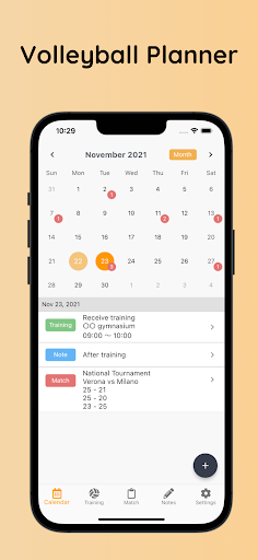 Android application Volleyball Schedule Planner screenshort