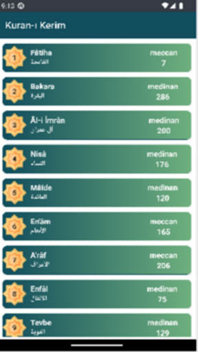 Android application Kuran-ı Kerim screenshort