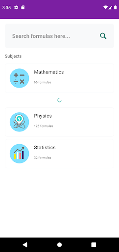 Android application Formulas screenshort