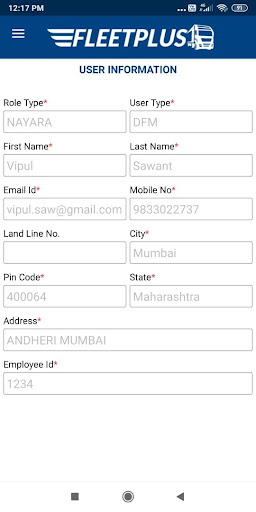 FleetPlus Enrolment Screen 2