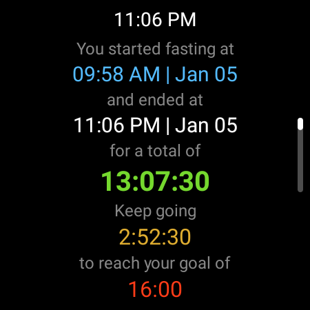Intermittent Fasting - Wear OS Screen 3