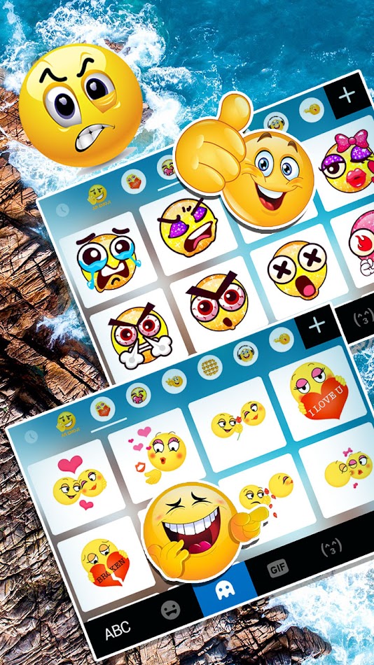 #4. Ocean Rocks Keyboard Backgroun (Android) Podle: Stylish Emoji Keyboard Style