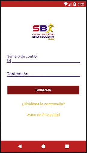 Android application Simón Bolivar Xalapa screenshort